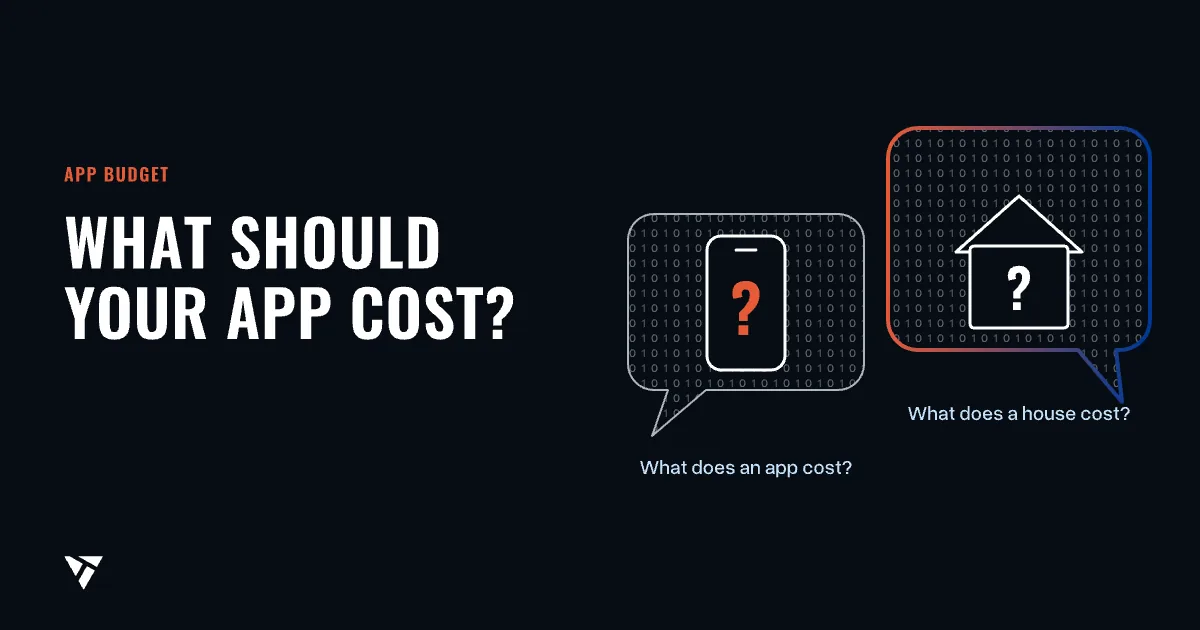 What should your app cost?: Two speech bubbles: a phone and a house, both with a question mark