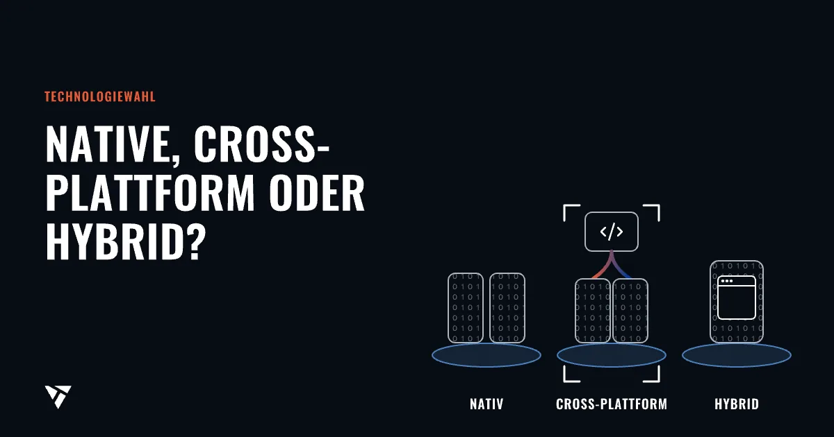 Native, Cross-Plattform oder Hybrid?: Drei Podeste wie bei einer Spielfigurenauswahl: native, Cross-Plattform- und hybride App