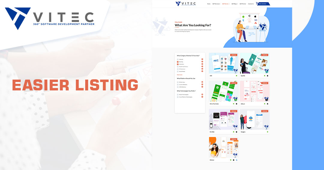 Vitec GmbH │ 360o Redesign Journey │ Portfolio List & Items Filtering Page